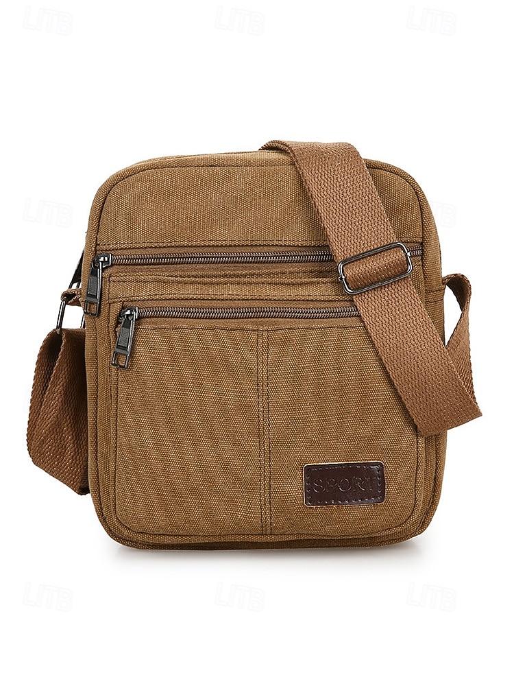 Bolso bandolera de lona para hombre, varios colores, material duradero, ideal para salidas informales, viajes y uso diario. 2026 - $11.99 –P9