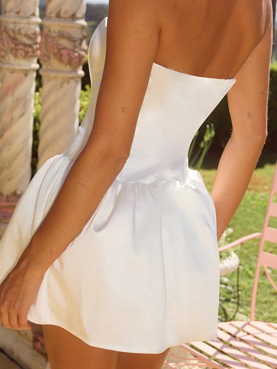 strapless white mini dress graduation White Graduation Dresses