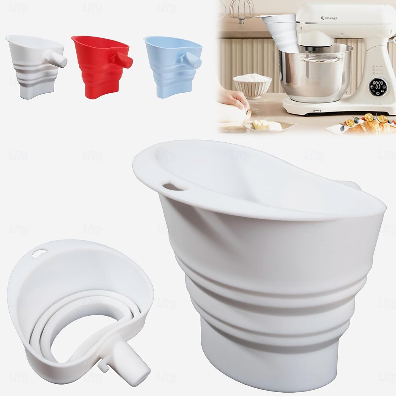 1 Pcs Mess-Free Flour Funnel for Kitchen Aid Mixer, Food-Grade Silicone Funnel, Stand Mixer Attachment for 4.5–5 Qt Tilt-Head Models, Dishwasher Safety 2026 - $22.99 –P1