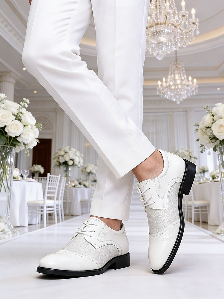 Witte herenschoenen – klassiek formeel ontwerp voor bruiloften en speciale gelegenheden. 2026 - $54.99 –P2