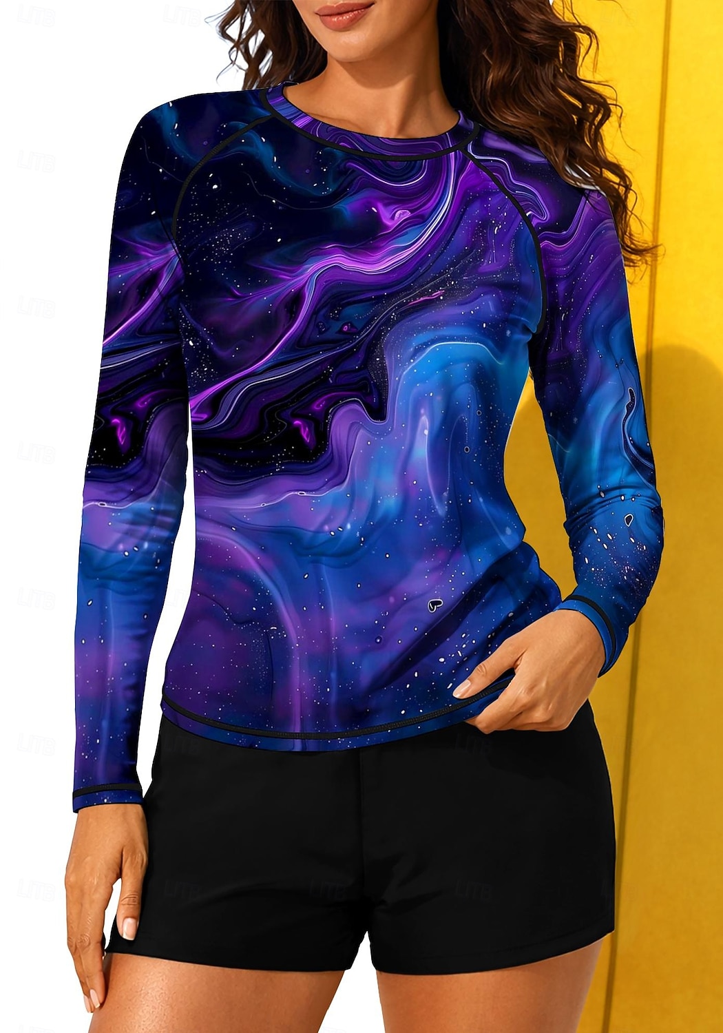 Damskie Standardowy Strój kąpielowy Rashguard Docieplacze Strój kąpielowy z nadrukiem kwiatowym Abstrakcja Marmur 2-częściowa Wyjmowane wkładki Boyleg Ochrona przeciwsłoneczna UV UPF50+ Elastyczny 2026 - $31.99 –P1