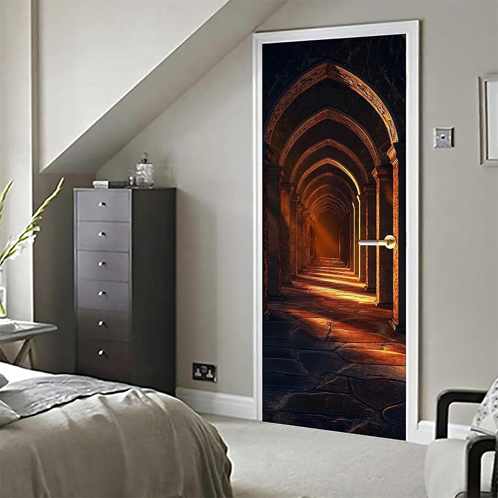 3D-dørmaleri menneskefigur skulptur kunst dørklistremerke optisk illusjon veggklistremerke avtakbar vinylfolie for hjemmekontordekor 2026 - $17.99 –P6