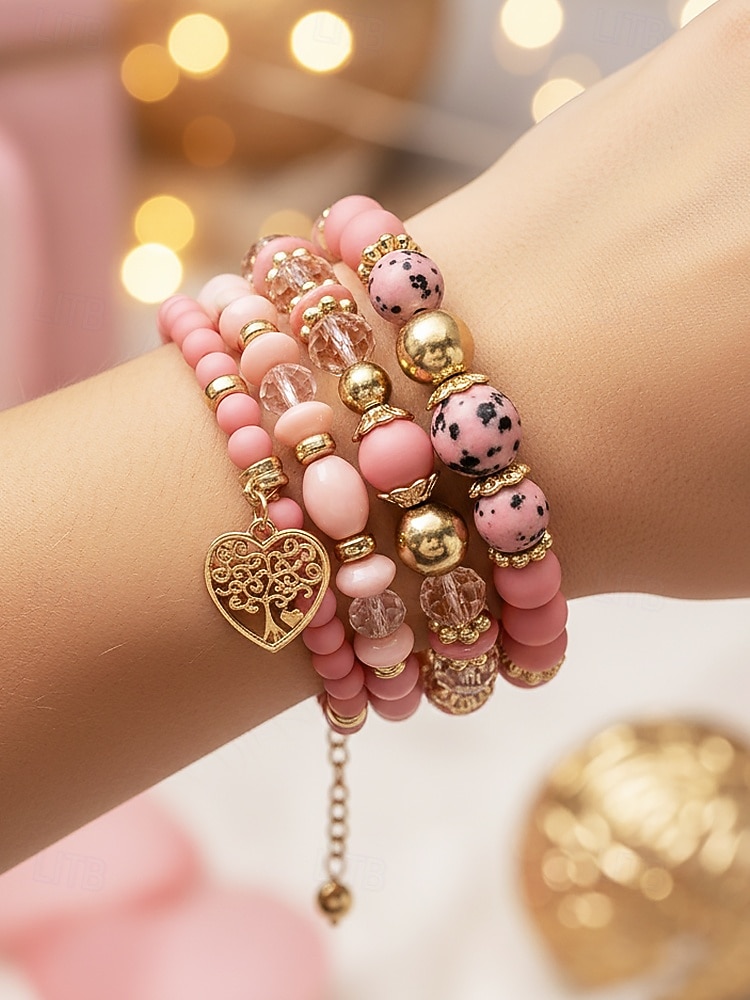 Γυναικείο σετ βραχιολιών από ακρυλικό και κράμα αλουμινίου σε στυλ boho – πολλά χρώματα, γούρι σε σχήμα καρδιάς, ιδανικό για την ημέρα του Αγίου Βαλεντίνου και για καθημερινή χρήση 2026 - $11.99 –P2
