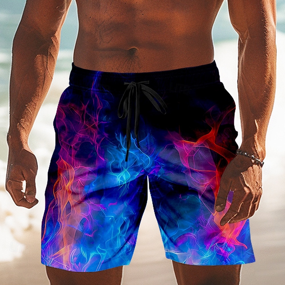 Per uomo Illusione ottica Fiamma Bagliore al neon Costumi da bagno Pantaloncini da mare Pantaloncini da Surf Misura del girovita medio Moda Casual All'aperto Vacanza Abbigliamento Quotidiano Tasche del 2026 a $20.99 –P1
