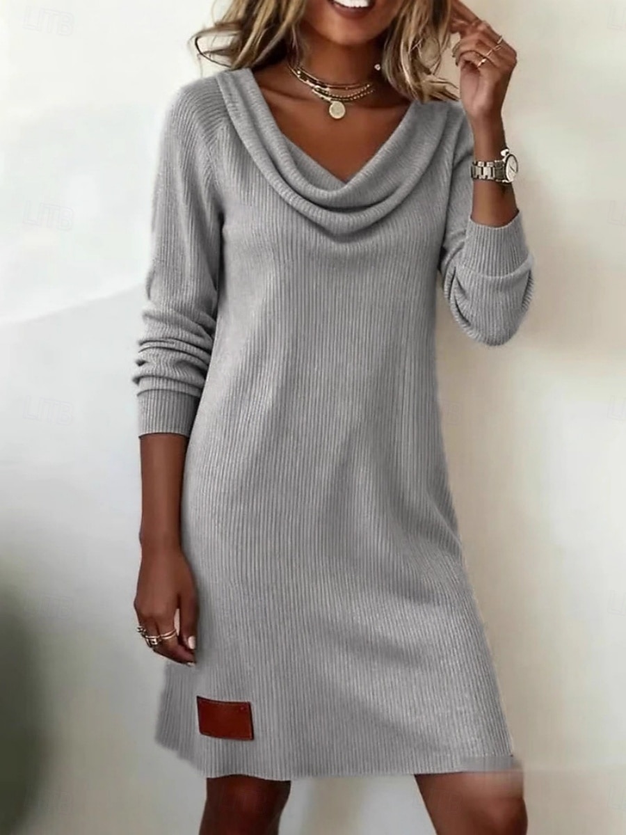 Pentru femei Rochie Mini Rochii Tricot Rochie teacă Casual Zilnic Fit regulat Simplu Manșon Lung Glugă Gât Negru Alb Bej Gri Toamnă Iarnă 2026 - $29.99 –P8