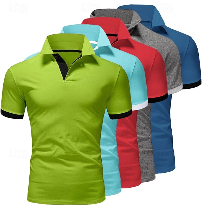 Per uomo Polo Maglia da golf Casuale Sportivo Classico Manica Corta Essenziale Tinta unica Semplice 5 pezzi Confezione multipla Estate Primavera Tutte le stagioni Vestibilità aderente 1 2 3 4 5 6 Polo del 2026 a $58.99 –P5
