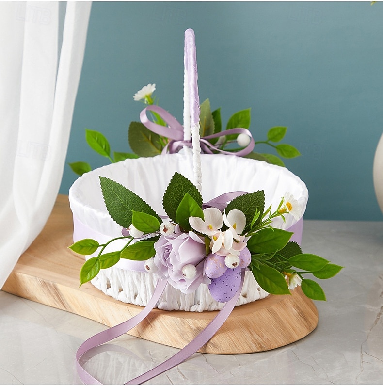 2-pakke påske fruktkurver vårutflukt håndholdt blomsterkurv vestlig stil bryllup blomsterdreng sprer blomsterkurv veving bryllup godteriblomstkurv 2026 - $31.99 –P4