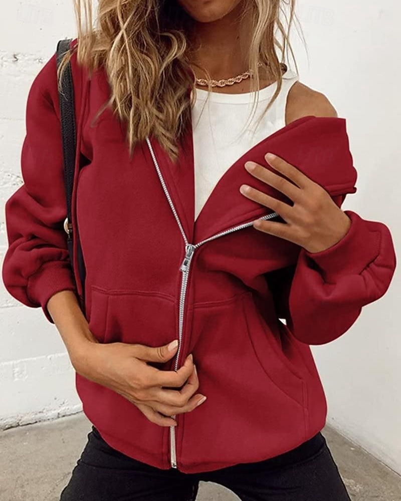 Женская объемная толстовка на молнии с длинными рукавами, повседневная толстовка с капюшоном и карманами для повседневной носки, несколько цветов. 2026 - $21.99 –P20