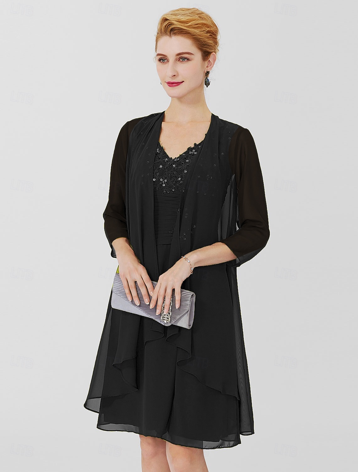 Женская Накидка Матери Накидки Пальто  Куртки Элегантная Защита от солнца 3/4 длины Рукав Шифоновая Накидка для гостей на свадьбу с чистым цветом Для формального весеннего и осеннего Одежда чтобы 2026 - $43.99 –P6