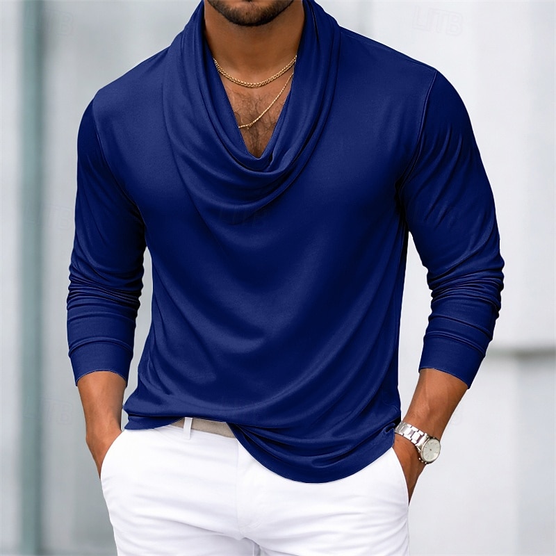 Per uomo Camicia Camicia in raso Camicia elegante Camicia con Bottoni Camicia da Ballo Sfumatura Casuale Matrimonio Nero Bianco Blu marino Viola Manica Lunga Collo di pile Tutte le stagioni del 2026 a $22.99 –P4