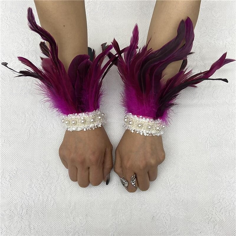 Carnaval 2026 Rio Carnaval Szamba Kiegészítők női zöld tollas csuklópántok fehér gyöngy csipkével Brazíliai Fesztivál Előadói Jelmez 2026 - $9.99 –P3