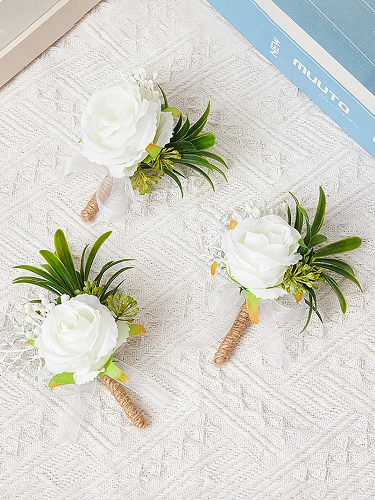 Herren-Ansteckblume und Handgelenkschmuck aus Kunstblumen – Materialmix – perfekt für Hochzeiten und Partys 2026 - $7.99 –P5