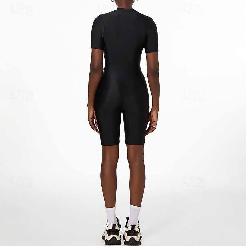 Dame Rash-guard One Pieces Lapper Ta igjen glidelåsen Boyleg Knelengde UV Beskyttelse Elastisk Kortermet Badetøy Badedrakt Surfing Snorkling Svømming Sommer 2026 - $34.99 –P3
