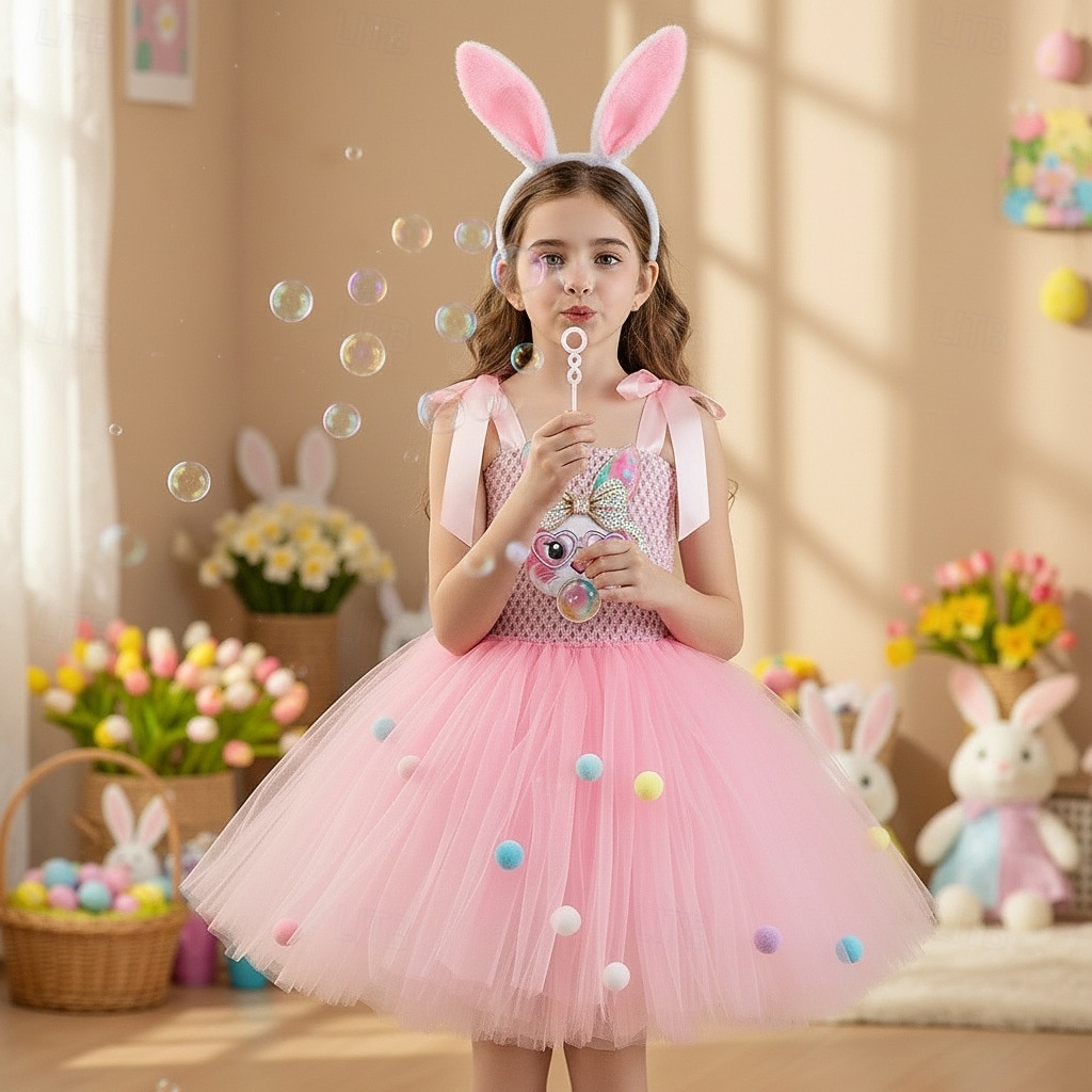 Tutu Túnica Princesas Animal conejo de Pascua Vestidos Gracioso Niños Chica Día del Niño Semana Santa Carnaval Fiesta Disfrazarse 2026 - $27.99 –P3