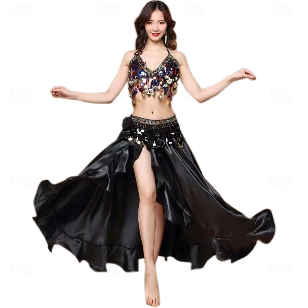 Abbigliamento da ballo Samba Set costume da danza del ventre glamour rosa rosso|l Costume da spettacolo del 2026 a $34.99 –P4