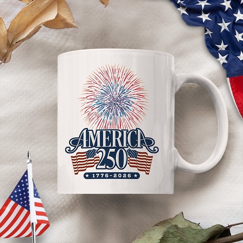 Tasse zum 250. Jahrestag der Vereinigten Staaten, patriotisches Geschenk, Keramik-Kaffeebecher zum 550. Jahrestag, 1776–2026 Amerika 250, Geschenk zum Unabhängigkeitstag (4. Juli) für Männer und 2026 - $16.99 –P4