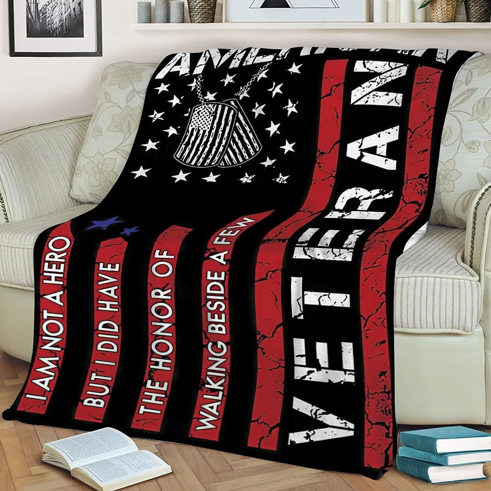 Mantas de vellón Manta para sofá Regalo bandera estadounidense Veterano Clásico 3D Sofá Cama Manta decorativa Manta cálida Decoración del hogar 2026 - $24.99 –P2