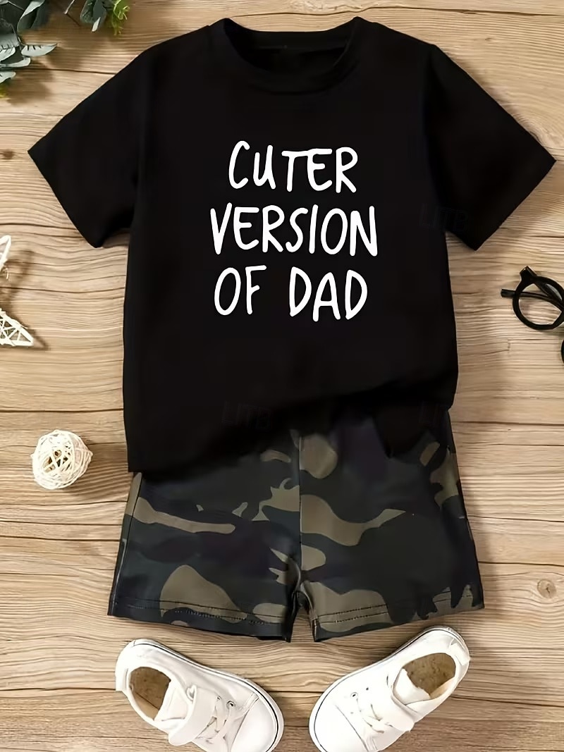 100% Baumwolle Kinder Jungen Schwarz Buchstabendruck T-Shirt Bluse Rundhalsausschnitt Kurzarm Outdoor Alltagskleidung Mode Streetwear Designer Drucken Sommer 2026 - $14.99 –P1