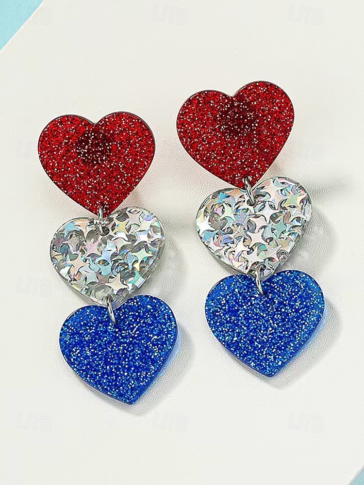 250. Jahrestag der Vereinigten Staaten Frauen Drop-Ohrringe Hängende Ohrringe Acryl Aktive Vintage täglicher Stern Pentagramm 2026 - $7.99 –P4