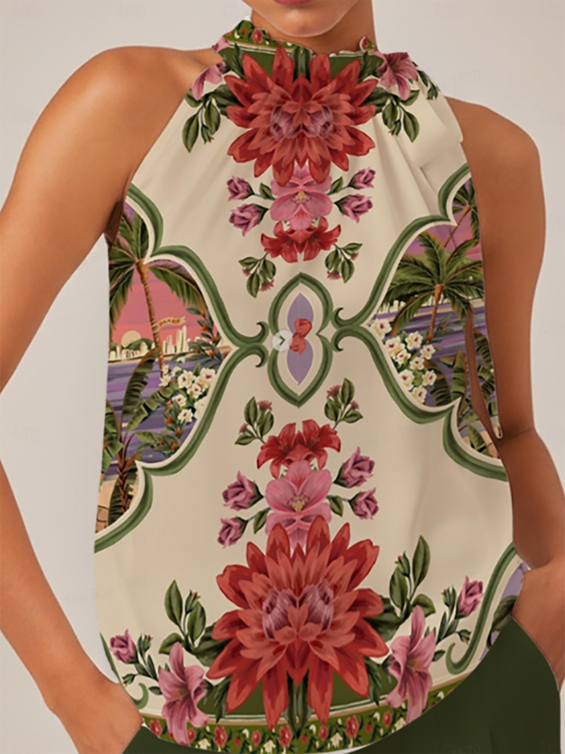 Hawaii Palm Silky Satin Floral Top 2026 - $56.99 –P1