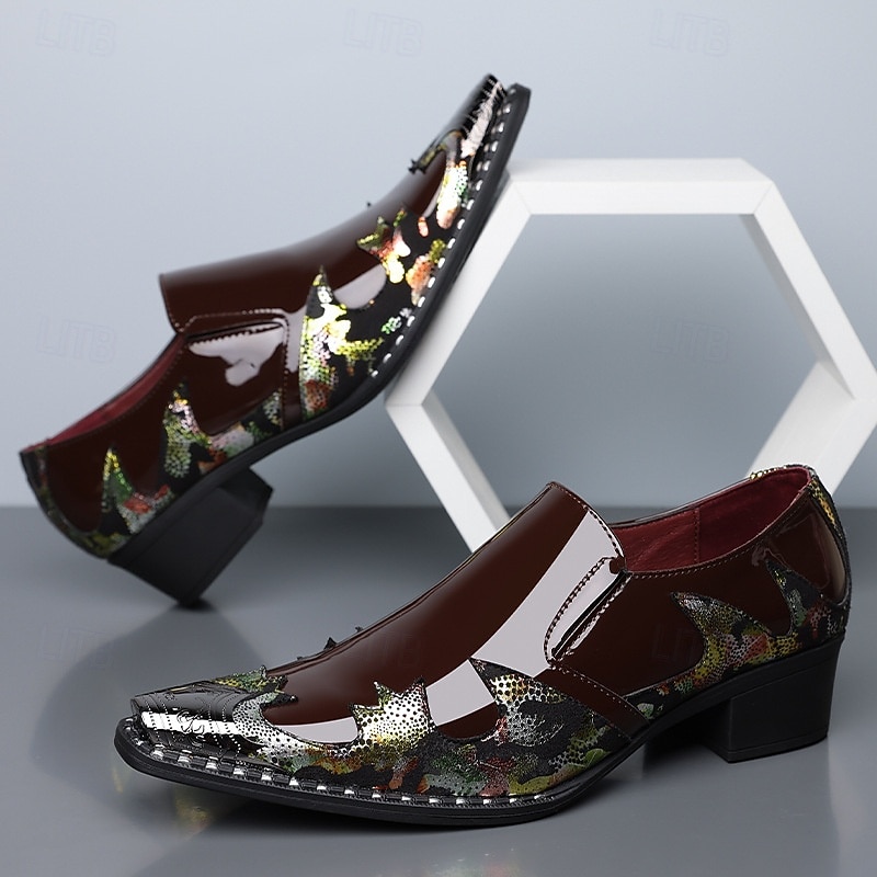 scarpe da sposa artistiche in similpelle da uomo – stampa coccodrillo nera e multicolore con dettagli unici, scarpe audaci e creative per matrimoni ed eventi speciali del 2026 a $79.99 –P6