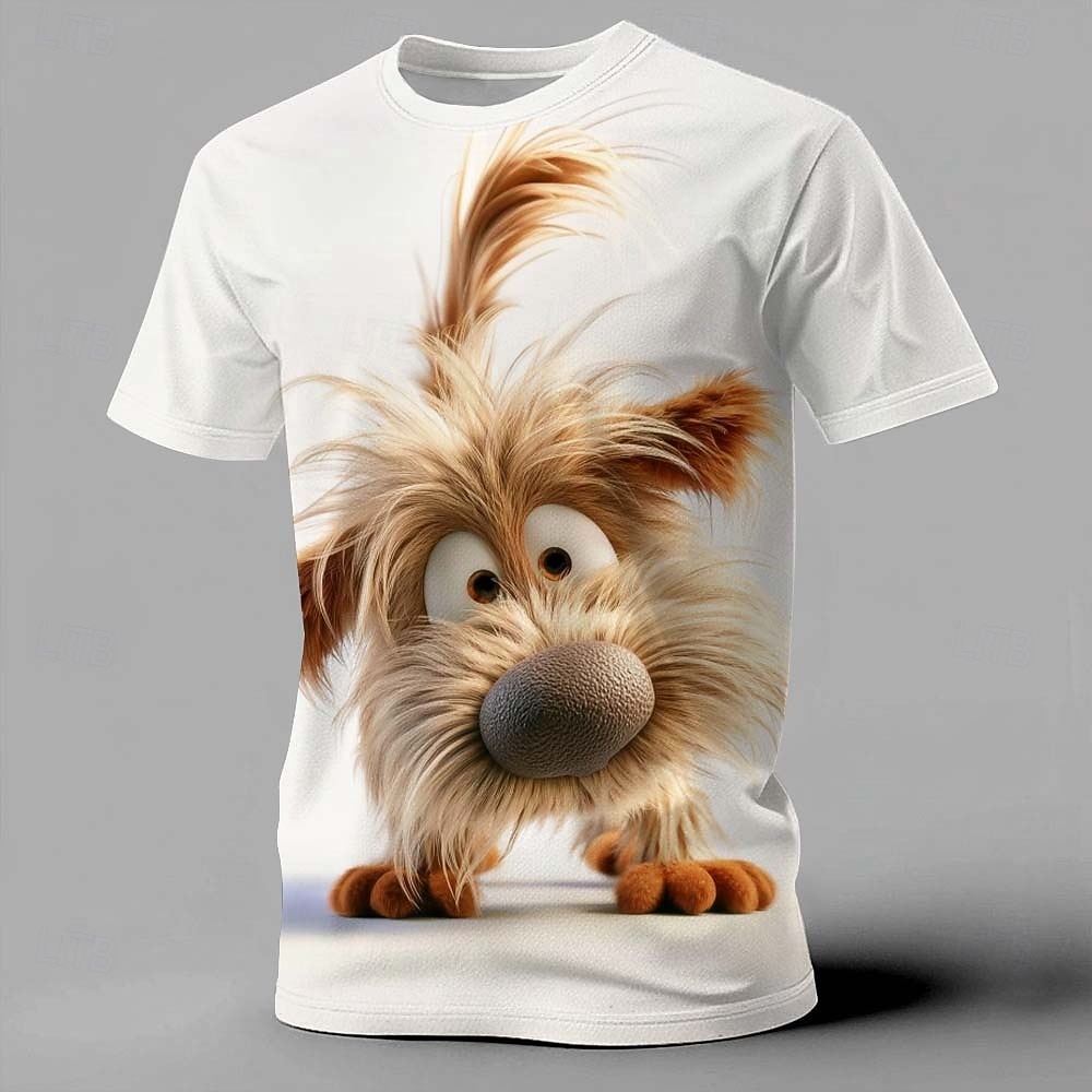 Maglietta da uomo estiva con stampa digitale 3D, a maniche corte, con cane dai capelli spettinati e occhi grandi, divertente, con animali, abbigliamento s m l xl xxl xxxl del 2026 a $21.99 –P2