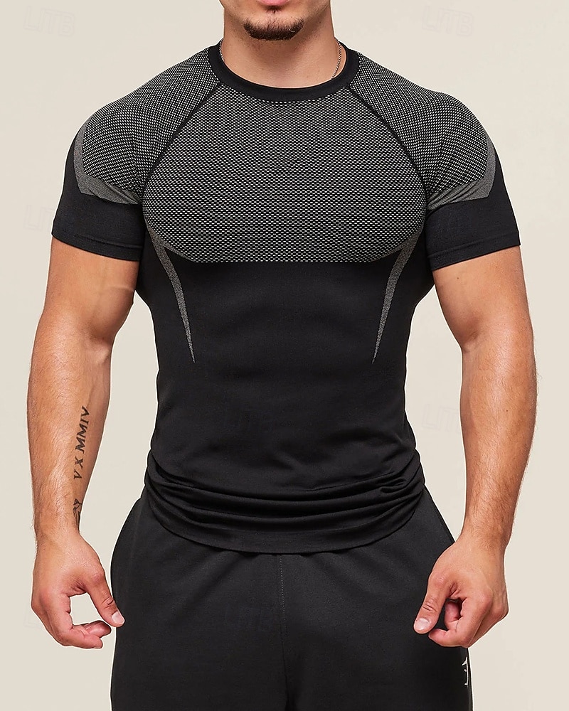 Per uomo Blocco di colori T-shirt da corsa Maglia a compressione Maglia da corsa Estate Primavera Autunno Manica Corta Asciugatura Rapida Compressione Traspirante Allenamento in Palestra Allenamento del 2026 a $25.99 –P5