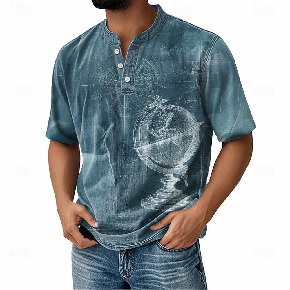 Homens Vintage Camiseta Camisa Henley Manga Curta Vintage Designer Retro Vintage Casual Diário Rua Primavera Verão Verão Primavera Rosa Azul Marinha Roxo cáqui Henley Camiseta Henley de 2026 por $18.99 –P1
