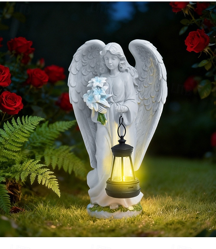 1 db kültéri, napelemes, vízálló, imádkozó angyalfigura gyantás lámpa, kerti udvari ösvény gyepdekoráció, vallási angyalszobor, mezőgazdasági tájvilágítás, kültéri dekoratív kiegészítő lámpa 2026 - $39.99 –P6