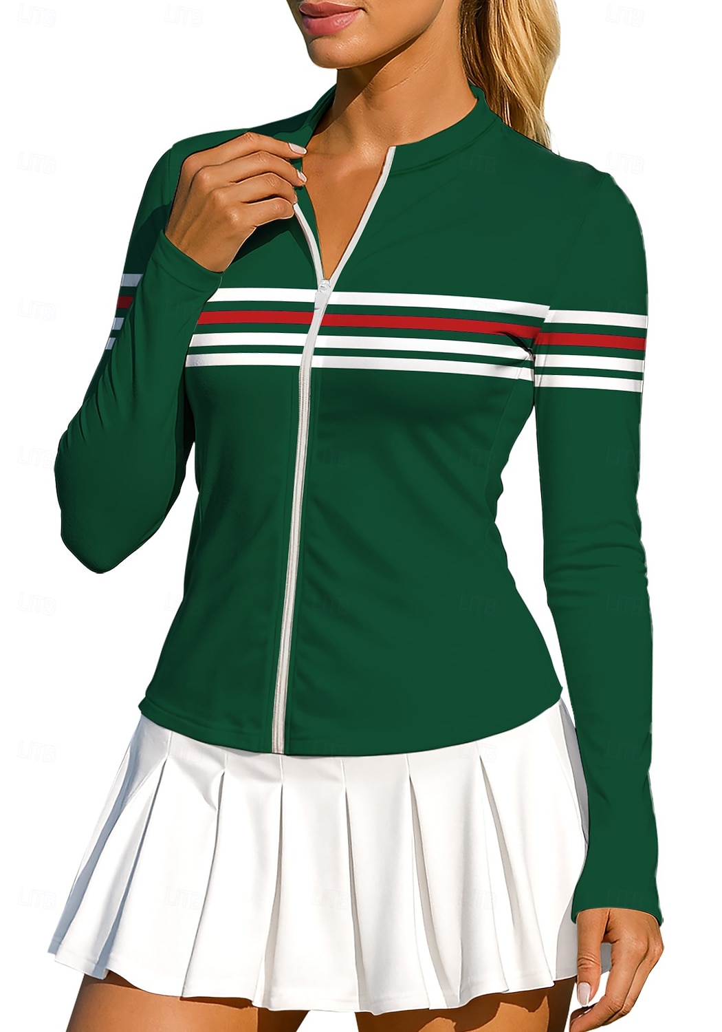 Damskie Geometryczny Pasek Topy Koszulka sportowa Koszulka do tenisa Koszulka tenisowa Długi rękaw Zamek Kwiaty UPF50+ Odporny na UV Wysoka elastyczność Odprowadza wilgoć Oddychający Siatkówka 2026 - $20.99 –P5