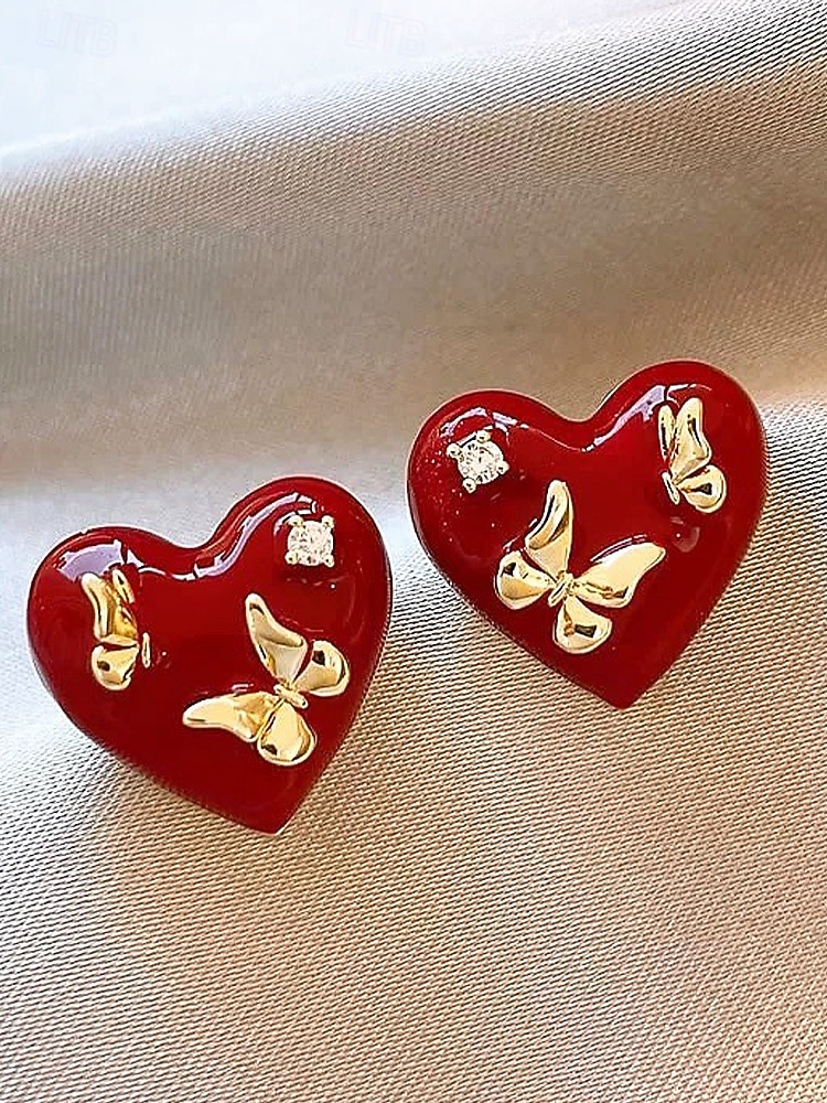 Hjerteøreringer til dame, legeringsmateriale, flere hjertestiler, søt og romantisk design, passer for kvinner, perfekt til valentinsdagen, bryllup og romantiske anledninger 2026 - $8.04 –P6
