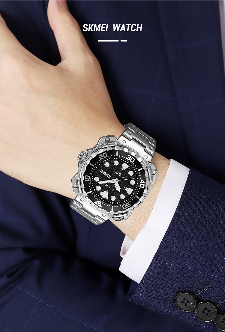 SKMEI Men Quartz Watch Minimalist Large Dial Fashion Business Luminous Calendar Waterproof Decoration Steel Watch 2026 - $36.99 –P6