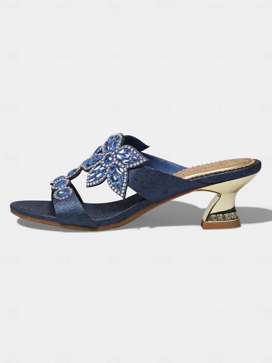 mules da donna con tacco a blocco blu navy decorato, eleganti scarpe da sera vintage per la madre della sposa, matrimonio rustico in un fienile del 2026 a $59.99 –P2