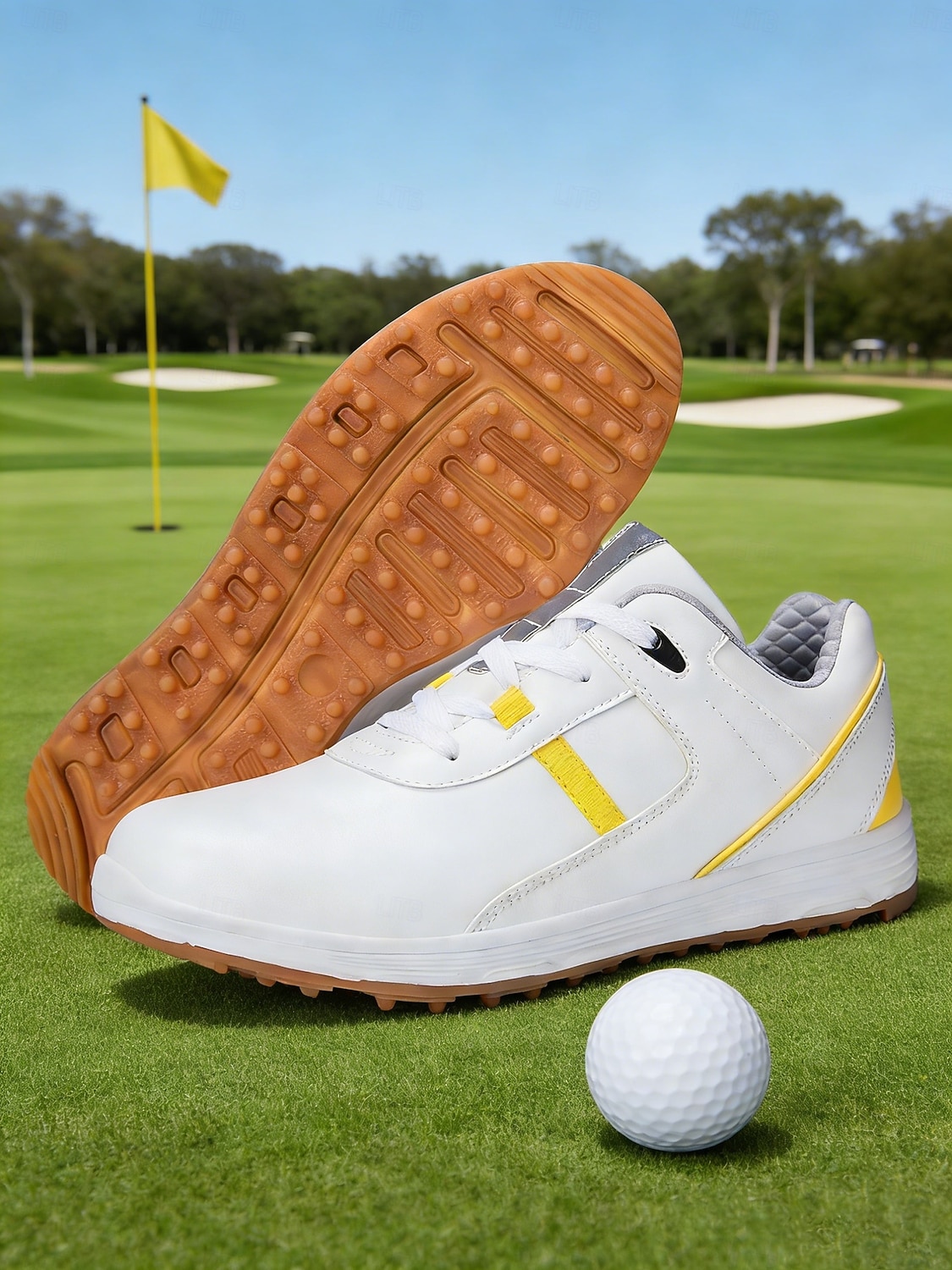 Women's Classic White / Yellow Lace-up Golf Shoes – Non-Slip Shock-Absorbing Athletic Sneakers for Lady Golf Players, Course Training, Weekend Matches, Country Club Style & Outdoor Walking 2026 - $64.99 –P4