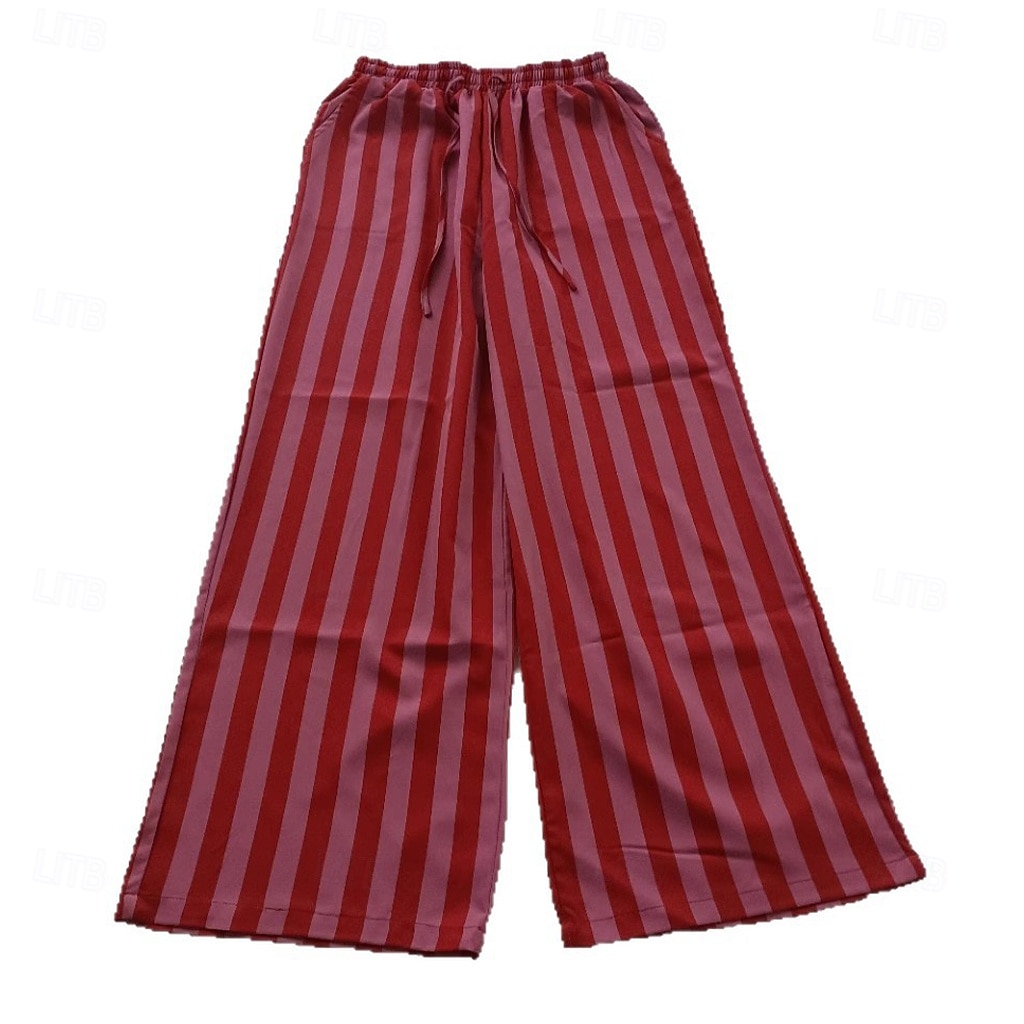 Per donna Pantaloni Pantaloni Estivi Pantaloni Larghi Pantaloni da Spiaggia Vacanza Moda Essenziale Lunghezza intera Misura del girovita medio A righe Coulisse Gamba larga Righe Comodità Morbido del 2026 a $24.99 –P3