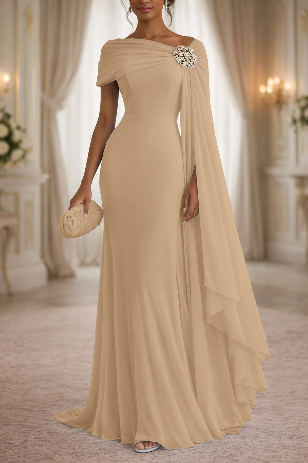 A-linja Mekot Kokopitkä Häävieraspuku Muodollinen mekko Iltapuku Morsiammen äidin asu Hihaton Venekaula-aukko Tyylikäs Yksinkertainen Muodollinen Häävieras Hääjuhla Sifonki Shaalit kanssa Rypytetty 2026 - $152.99 –P1