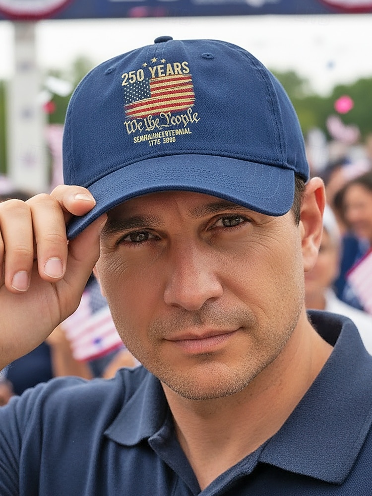 כובע בייסבול מתכוונן לגברים - חגיגות 250 שנה ויום העצמאות, מגוון צבעים, חומר פוליאסטר, מושלם לאירועים חיצוניים ולבוש חגיגי 2026 - $14.99 –P1