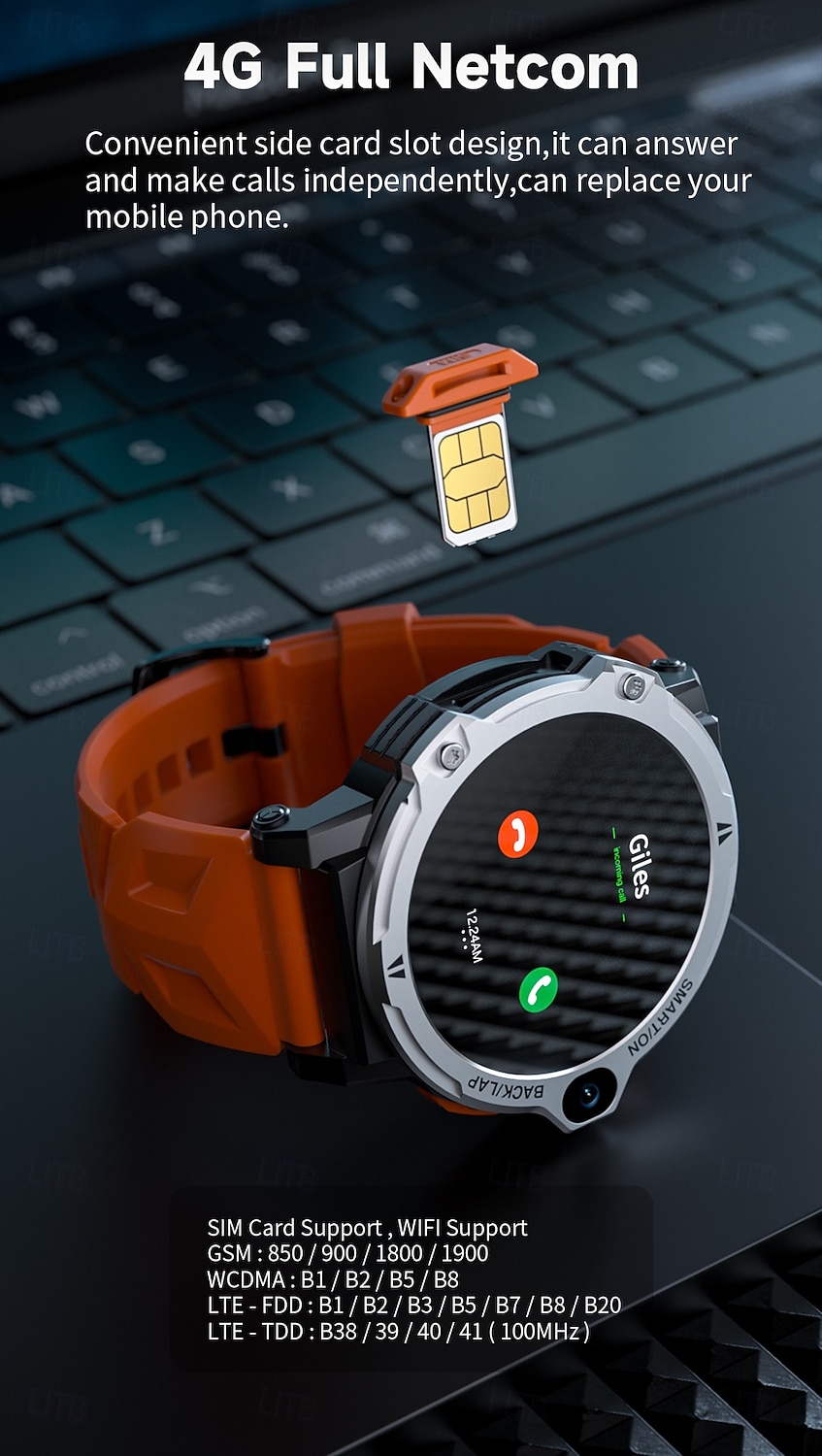 Relógio inteligente Lokmat Appllp 6 Pro de 1,54 polegadas com 4G LTE, pedômetro, lembrete de chamadas, monitor de sono, compatível com Android e iOS, unissex, GPS, chamadas em modo mãos-livres, controle de mídia, IPX-4, 51 mm. de 2026 por $149.99 –P2