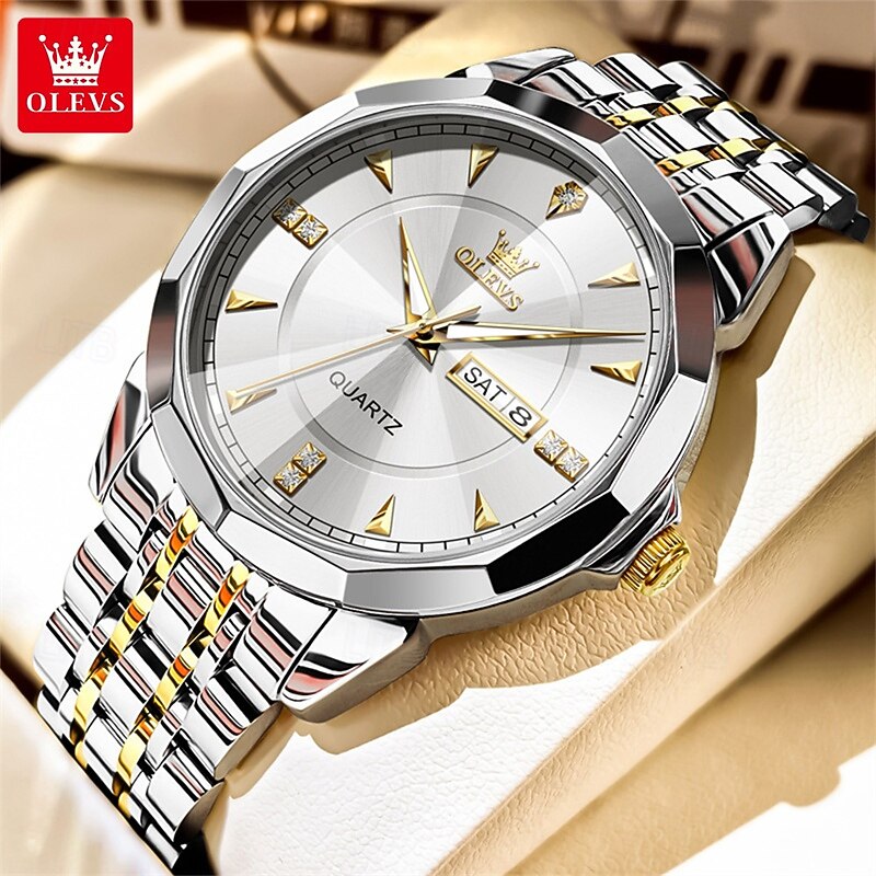 New Olevs Men'S Business Quartz Watch With Luminous Calendar, Week Display, Diamond-Set, Casual And Fashionable Water-Resistant Men'S Sports Watch 2026 - $39.99 –P1