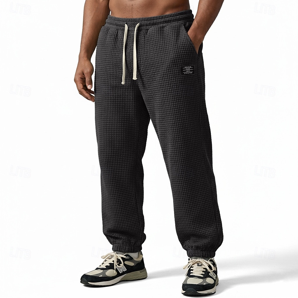 Herr Våffelstruktur Joggare Långbyxor Casual byxor Våffelbyxor Snörning Ensfärgat Komfort Fullängd Ledigt Dagligen Utomhus Semester Mode Svart Armégrön Elastisk 2026 - $24.99 –P13