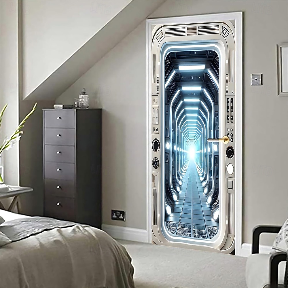 3D-Aufzugstür-Wandaufkleber, realistische optische Täuschung, selbstklebende, wasserfeste Vinyl-Abdeckung für modernes Homeoffice 2026 - $17.99 –P6