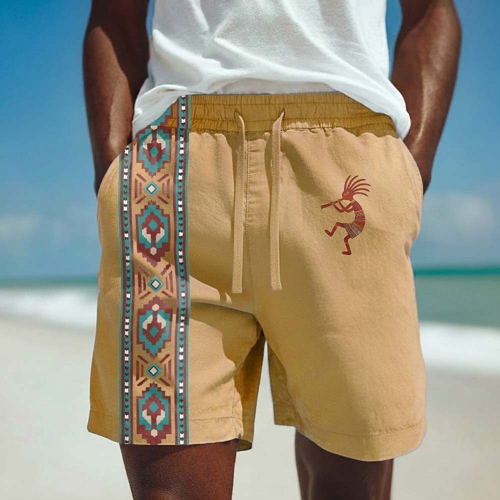Hombre azteca Étnico Kokopelli Pantalón corto Pantalones cortos casuales Pantalones cortos de algodón Media cintura retro de la vendimia Vacaciones Uso Diario Festivos Bolsillos laterales Cintura 2026 - $25.99 –P3