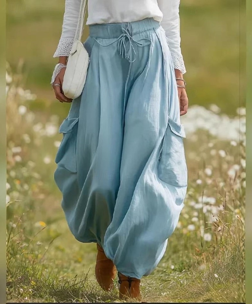 Per donna Finto cotone e lino Chinos Pantaloni Eleganti Pantaloni Estivi Vacanza Essenziale Lunghezza intera Vita Alta Comodità Inelastico Casuale Quotidiano Casa Blu Blu marino Viola Verde Estate del 2026 a $22.99 –P1