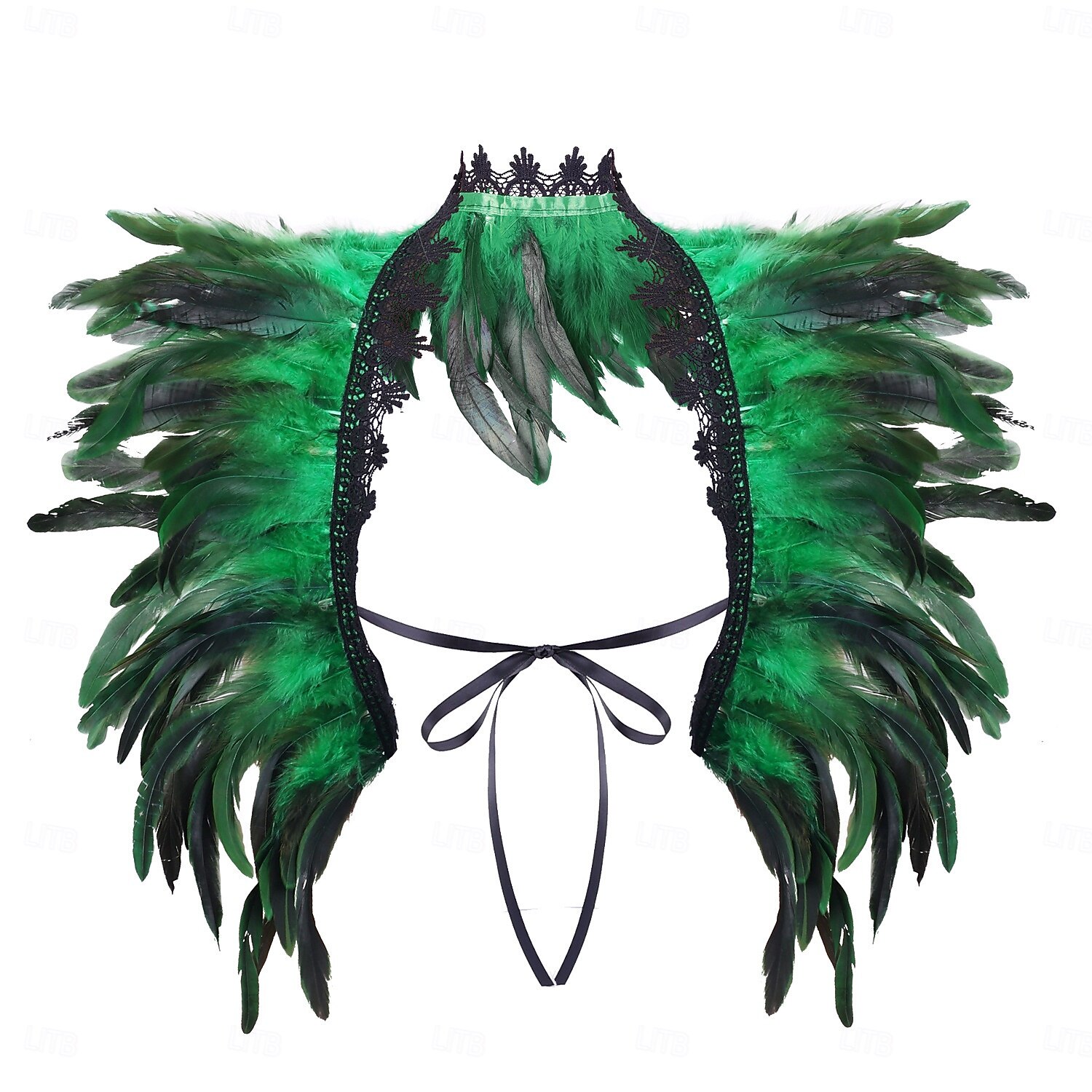 Carnaval 2026 Accessoires de Carnaval de Rio Samba Cape Châle Femme Plumes Rouges et Noires avec Bord en Dentelle Costume de Performance Festival Brésilien de 2026 ? $11.99 –P15