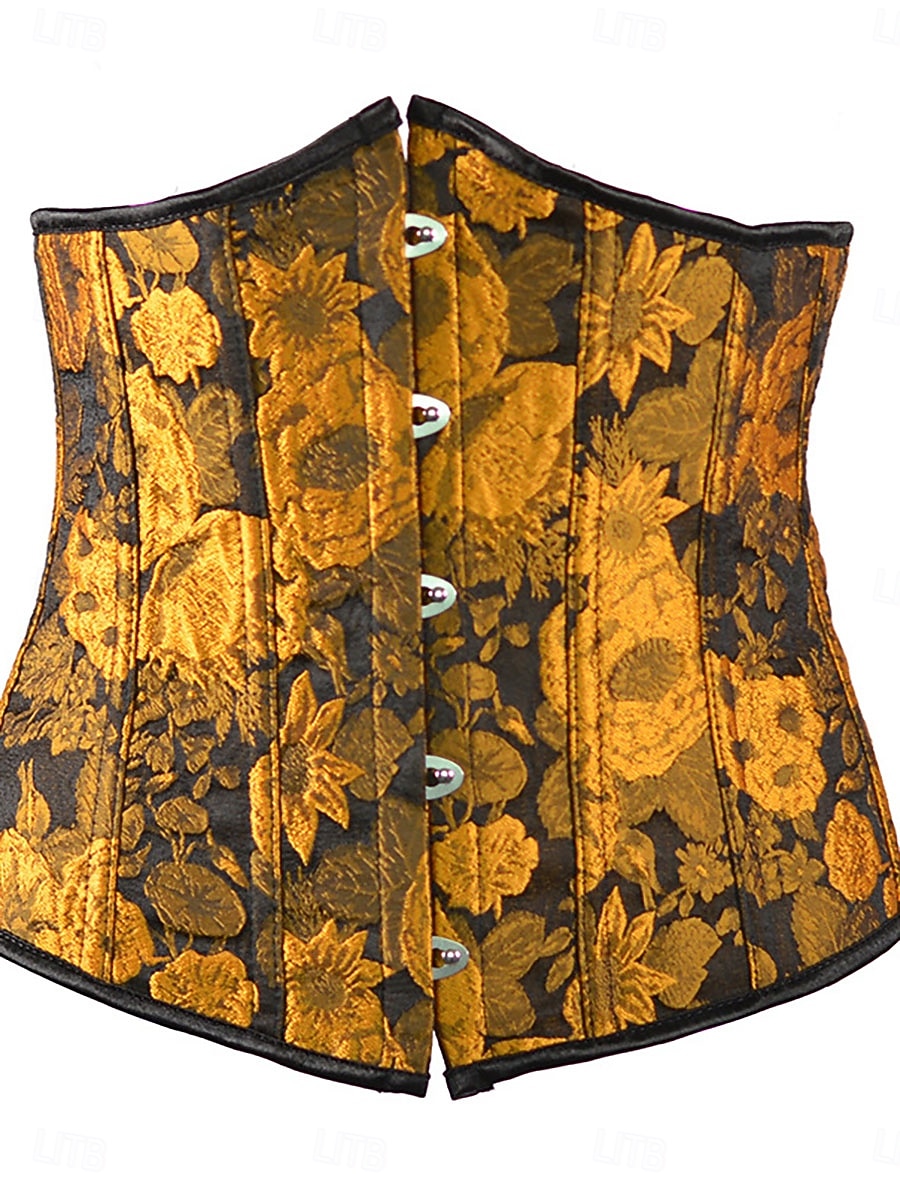 Damen Formende Unterwäsche Mode Retro Lässig Blumen Knöpfe Täglich Heim Urlaub Ärmellos Schulterfrei Gelb Braun Sommer Frühling Herbst Normale Passform 2026 - $31.99 –P2