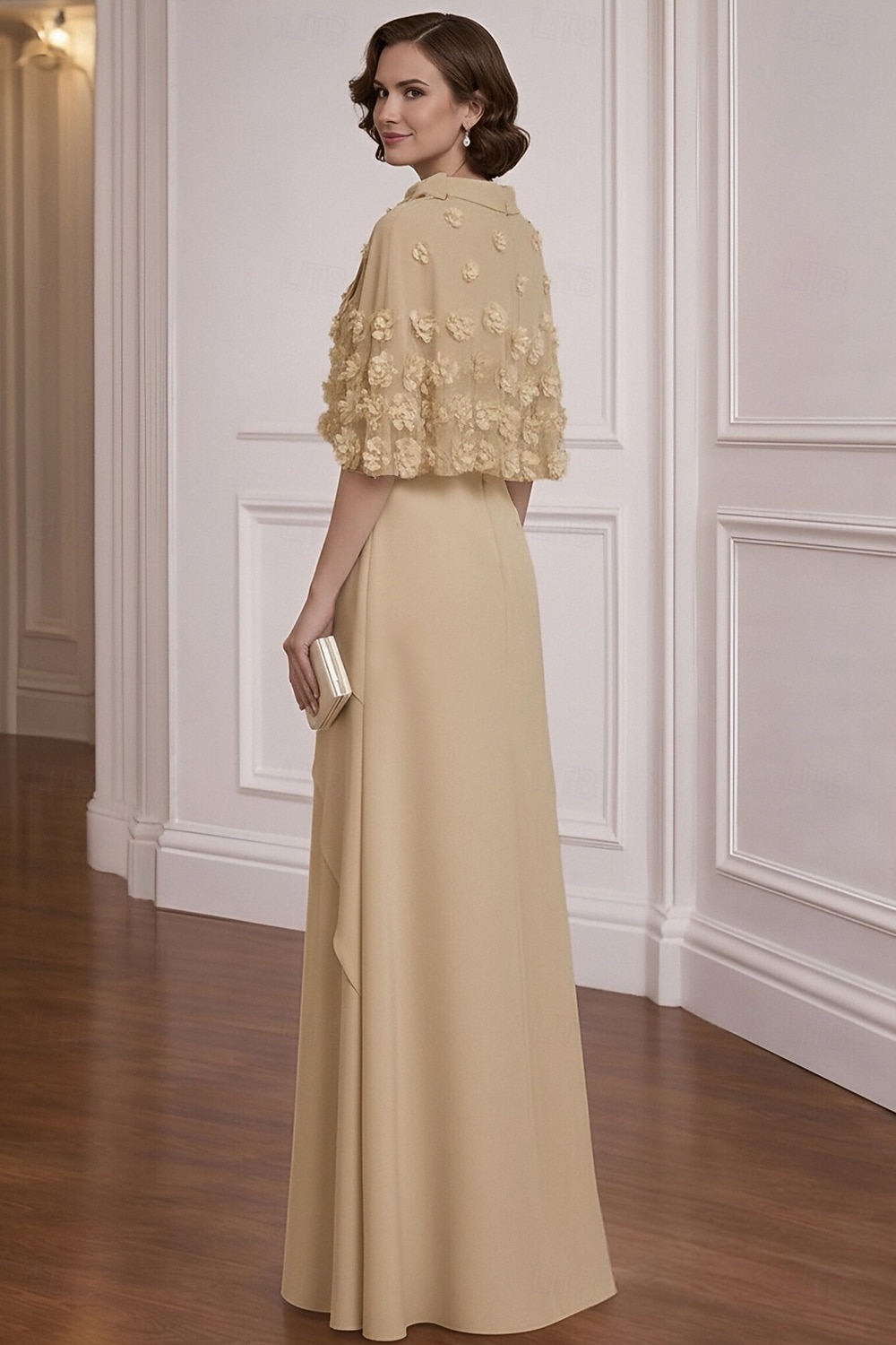 Due Pezzi Linea ad A Abito Lunghezza al pavimento Abito da Cocktail Abito da invitata a nozze Abito da cerimonia per signora Mezza Manica Scollo a Barca Elegante Vintage Formale Chiffon Scialli con del 2026 a $194.99 –P2