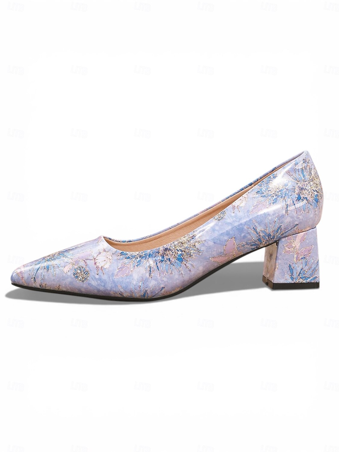 Elegante, rosafarbene Pumps mit Blumenmuster und Blockabsatz, spitze Damenschuhe für Dates am Valentinstag. 2026 - $34.99 –P7