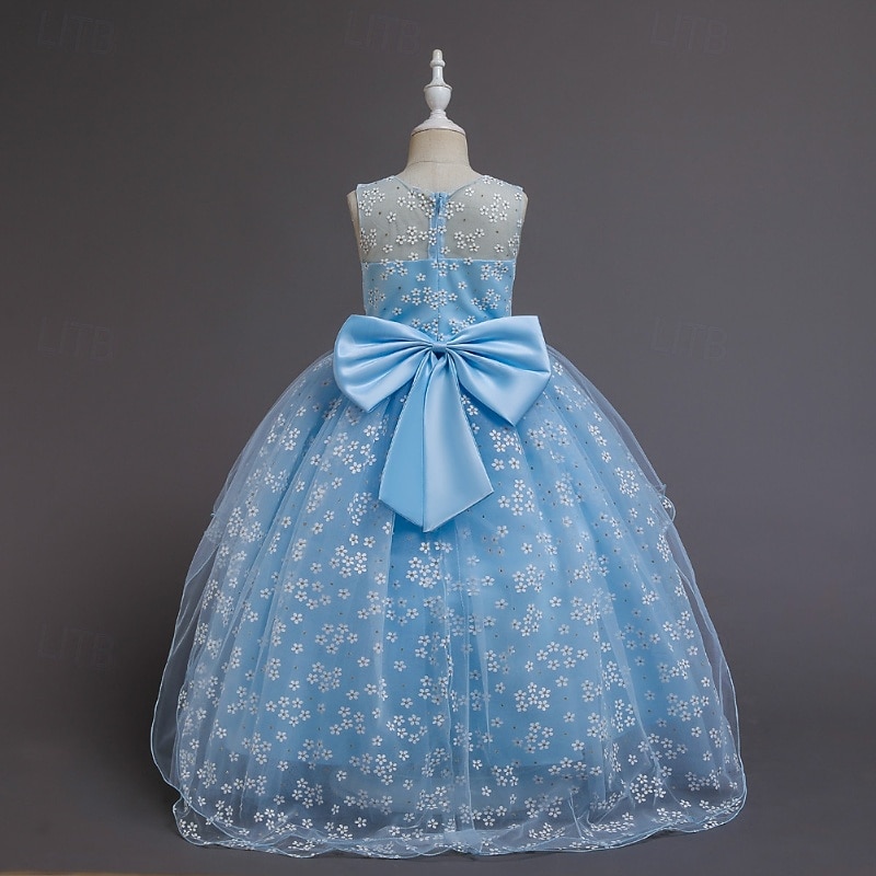 Vestido para Meninas das Flores Para Meninas Vestido formal Traje de casamento Festa Casamento Formal Moda Adorável Formal Patchwork Com Transparência Floral Princesa Sem Manga Gola Redonda Azul de 2026 por $43.99 –P5