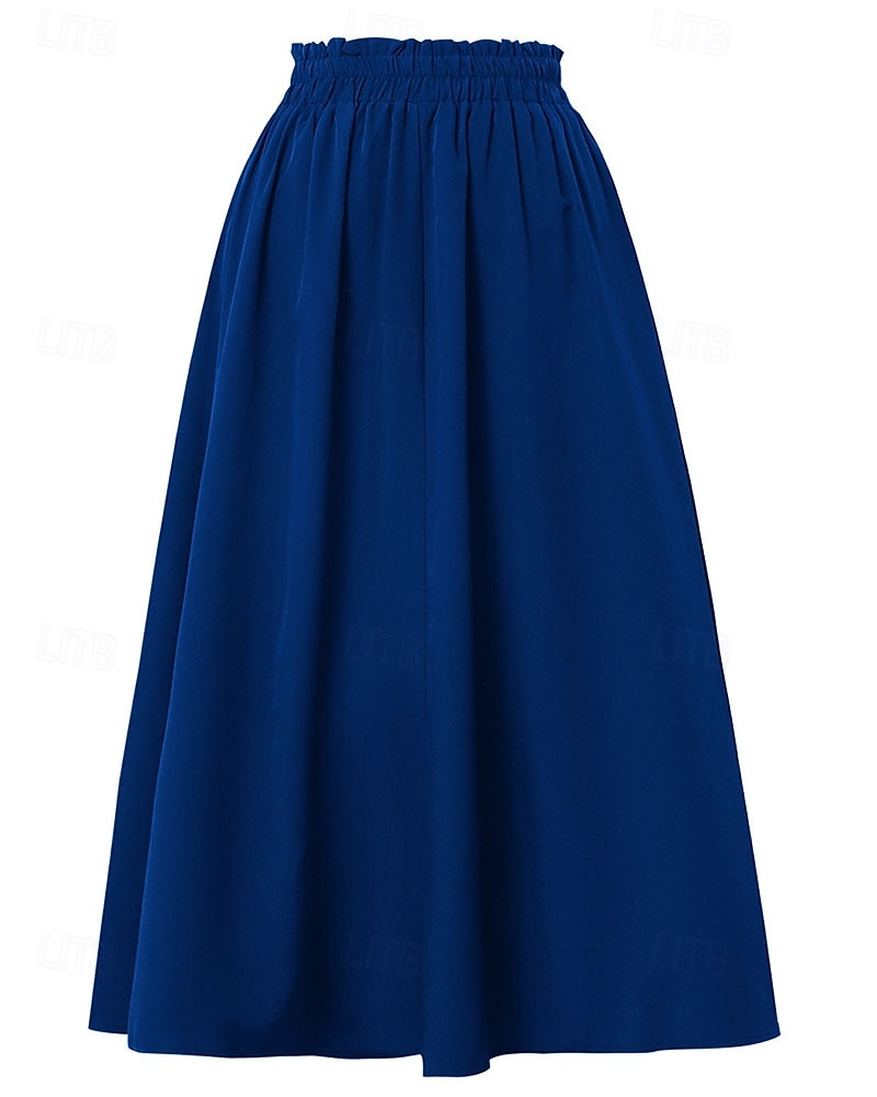 Pentru femei Elegant Modă Casual Maxi Talie Medie Fuste Simplu Zdrobit Cordon Micro-elastic Zilnic Stradă Roșu Vin Bleumarin Negru Roz Vară 2026 - $24.99 –P7
