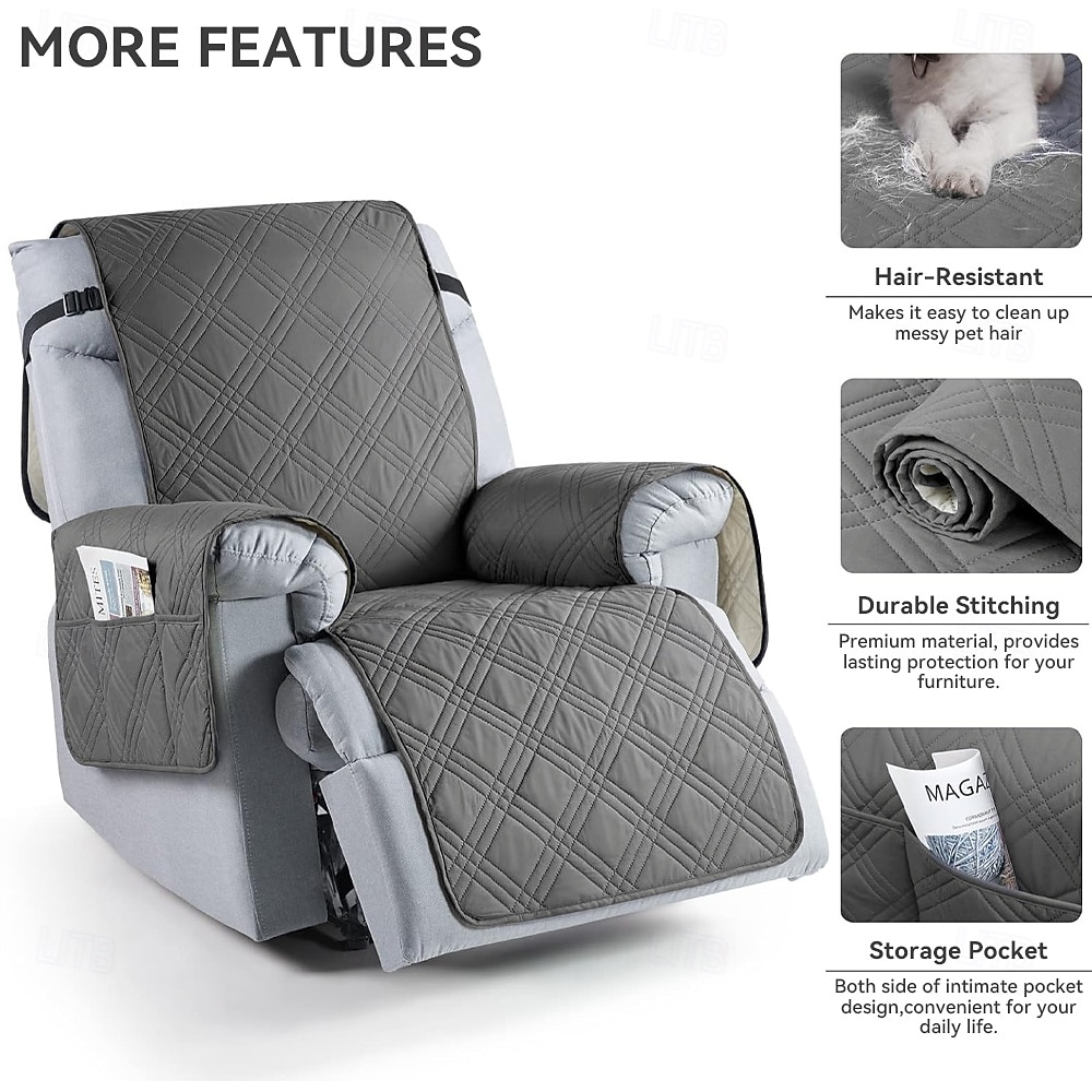 100 % vanntett sofatrekk lenestoltrekk lenestoltrekk sklisikkert hundestoltrekk møbelbeskytter vaskbart trekk med lomme elastiske stropper for kjæledyr hunder (mørk grå, 23,6") 2026 - $32.99 –P5